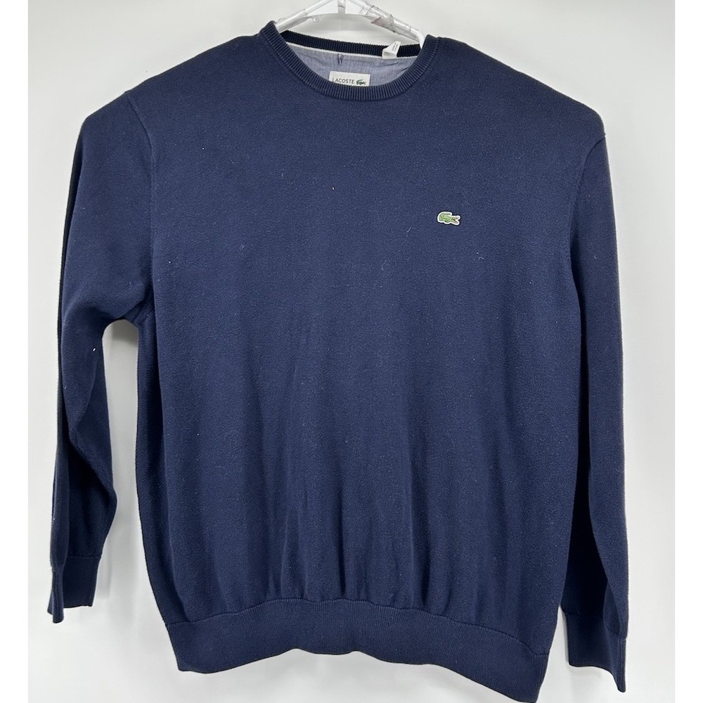 Lacoste Long Sleeve Cotton Crew Pullover Sweater Blue Men's 8‎ US 3XL